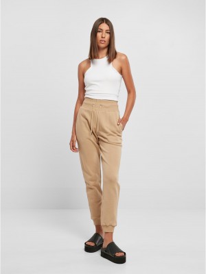 Дамско долнище в бежов цвят Urban Classics Ladies High Waist Pants