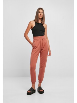 Дамско долнище в цвят праскова Urban Classics Ladies High Waist Pants