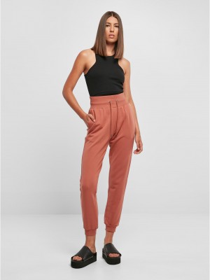 Дамско долнище в цвят праскова Urban Classics Ladies High Waist Pants
