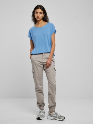 Дамски тениска с паднали ръкави в светлосин цвят Urban Classics Ladies Shoulder Tee