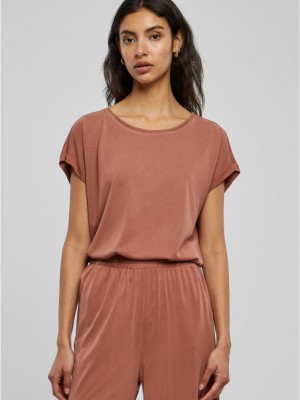 Дамски тениска с паднали ръкави в цвят праскова Urban Classics Ladies Shoulder Tee