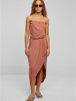 Дамска дълга рокля в цвят праскова Urban Classics Ladies Dress