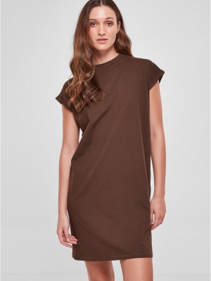 Дамска рокля в кафяв цвят Urban Classics Ladies Turtle Shoulder Dress