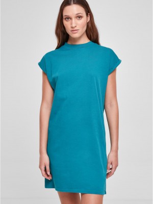 Дамска рокля в цвят тюркоаз Urban Classics Ladies Turtle Shoulder Dress