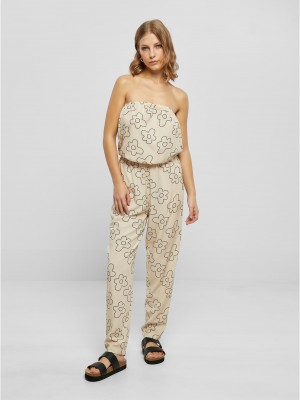 Дамски дълъг гащеризон в цвят екрю Urban Classics 