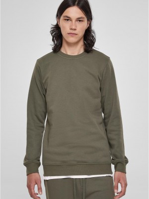 Мъжка блуза в цвят маслина Urban Classics Basic Terry Crew