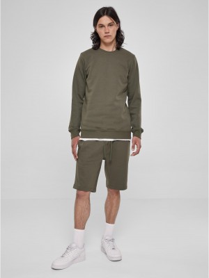 Мъжка блуза в цвят маслина Urban Classics Basic Terry Crew