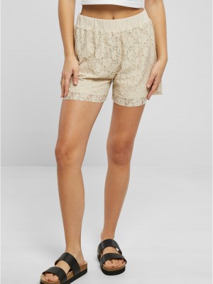 Дамски къси дантелени панталони в цвят екрю Urban Classics Ladies Shorts