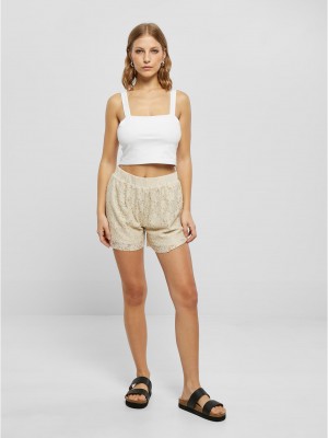 Дамски къси дантелени панталони в цвят екрю Urban Classics Ladies Shorts