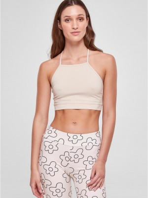 Дамски къс топ в цвят екрю Urban CLassics Ladies Triangle Top