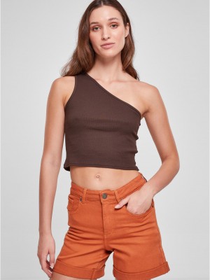 Дамски къс топ в кафяв цвят Urban Classics Ladies Cropped Top