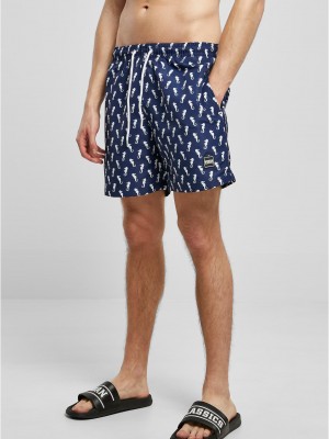 Мъжки плувни шорти в цветен десен Urban Classics Swim Shorts navyseahorse