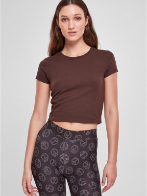 Дамска къса тениска в кафяв цвят Urban Classics Ladies Cropped Tee