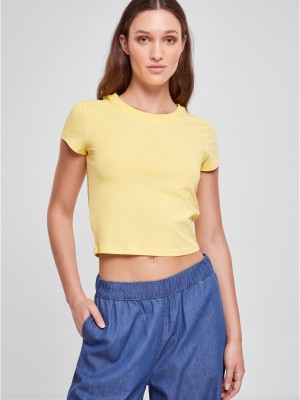 Дамска къса тениска в светложълт цвят Urban Classics Ladies Cropped Tee