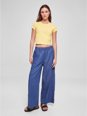 Дамска къса тениска в светложълт цвят Urban Classics Ladies Cropped Tee