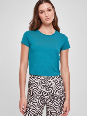 Дамска къса тениска в цвят тюркоаз Urban Classics Ladies Cropped Tee