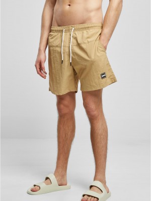 Мъжки плувни шорти в бежов цвят Urban Classics Block Swim Shorts