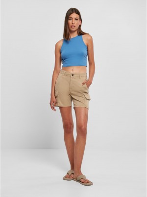 Дамски топ в светлосин цвят Urban Classics Ladies Cropped Rib Top