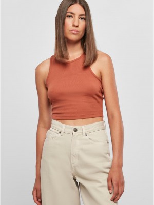 Дамски топ в цвят праскова Urban Classics Ladies Cropped Rib Top