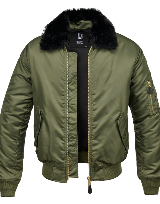 Авиаторско мъжко яке в цвят маслина Brandit MA2 Jacket Fur Collar, Brandit, Зимни якета - Complex.bg