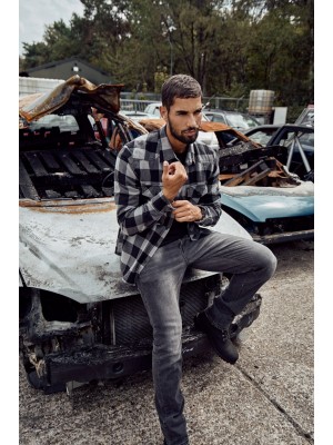 Мъжка карирана риза в черен цвят Brandit Check Shirt black/charcoal 