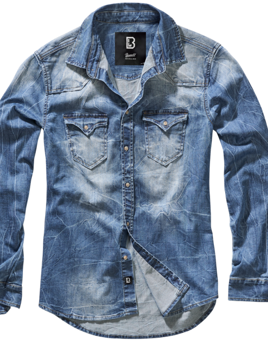 Мъжка дънкова риза в син цвят Brandit blue washed, Brandit, Блузи и Ризи - Complex.bg