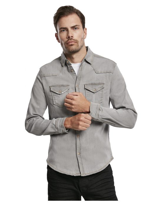 Мъжка дънкова риза в сив цвят Brandit Riley Denim Shirt grey, Brandit, Блузи и Ризи - Complex.bg