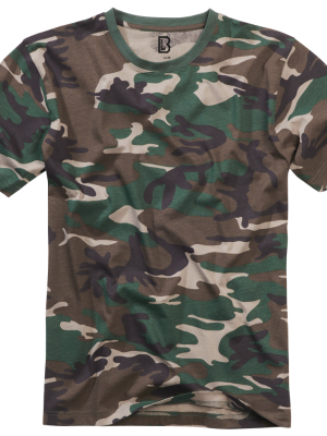 Мъжка изчистена тениска в зелен камуфлаж Brandit woodland Мъжка изчистена тениска в зелен камуфлаж Brandit woodland