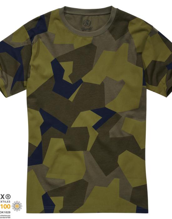 Мъжка изчистена тениска в камуфлажен цвят Brandit swedish camo M90, Brandit, Блузи и Ризи - Complex.bg