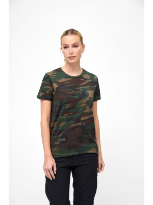 Дамска тениска в камуфлажен десен Brandit woodland