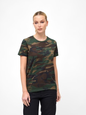 Дамска тениска в камуфлажен десен Brandit woodland