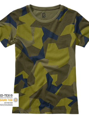 Дамска тениска в камуфлажен десен Brandit swedish camo M90