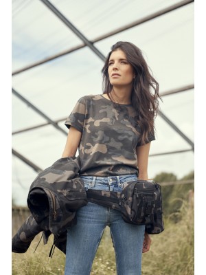Дамска тениска в тъмен камуфлажен десен Brandit