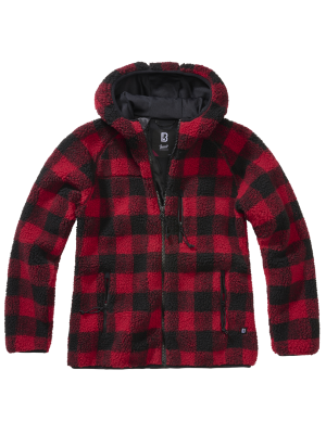 Дамско карирано пухкаво яке Brandit Teddyfleecejacket red/black