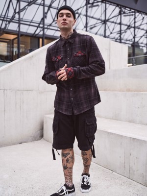 Мъжки къси карго панталони в черно Brandit