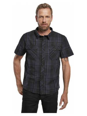 Мъжка риза с къс ръкав в черно Brandit Roadstar black/blue