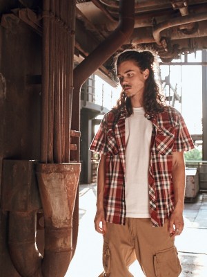 Мъжка риза с къс ръкав в червен цвят Brandit Roadstar red