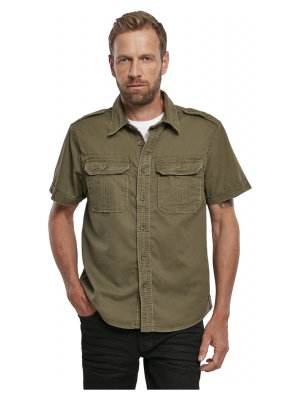 Мъжка риза с къс ръкав в цвят маслина Brandit Vintage 