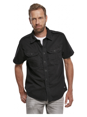 Мъжка риза с къс ръкав в черно Brandit Vintage 