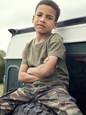 Детска изчистена тениска в масленозелен цвят Brandit