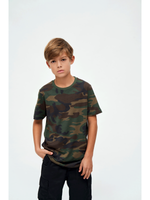 Детска тениска в камуфлажен десен Brandit woodland