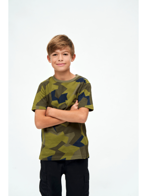 Детска тениска в камуфлажен десен Brandit swedish camo M90