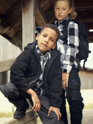 Детско пухкаво черно яке Brandit Teddyfleecejacket