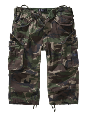 Мъжки 3/4 карго панталони в зелен камуфлаж Brandit woodland
