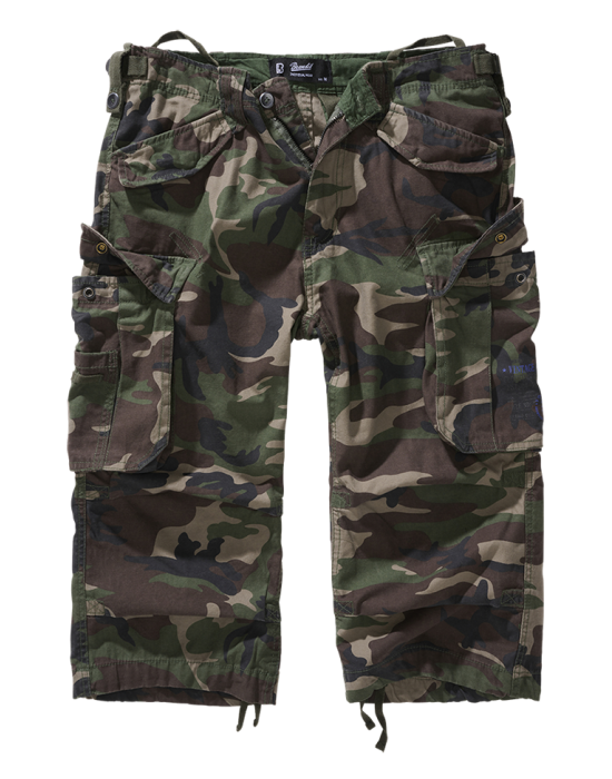 Мъжки 3/4 карго панталони в зелен камуфлаж Brandit woodland, Brandit, Къси панталони - Complex.bg