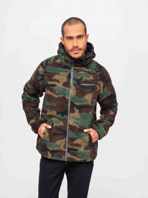 Мъжко пухкаво яке в зелен камуфлаж Brandit Teddyfleece Worker