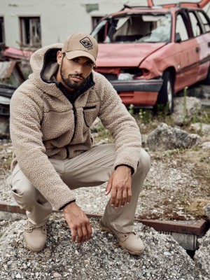 Мъжко пухкаво яке в цвят камел Brandit Teddyfleece Worker 