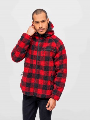 Мъжко карирано яке в червено Brandit Teddyfleece Worker