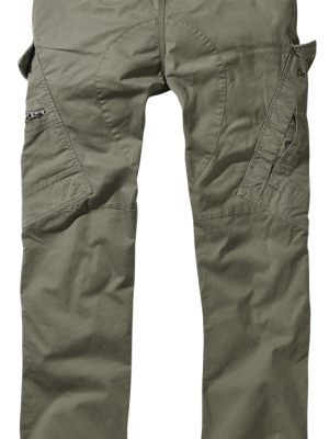 Мъжки вталени карго панталони  в цвят маслина Brandit