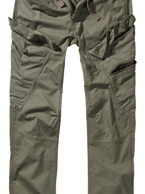 Мъжки вталени карго панталони  в цвят маслина Brandit